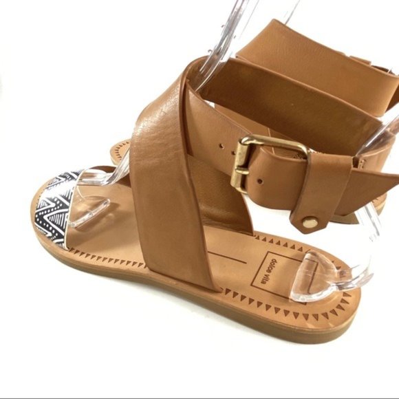 Dolce vita Sandal leather Julius Aztec Print Strap Sz 8.5 Black White Tan - Picture 5 of 11